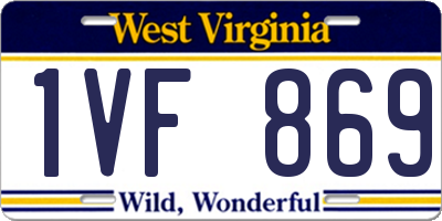 WV license plate 1VF869