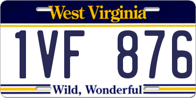 WV license plate 1VF876