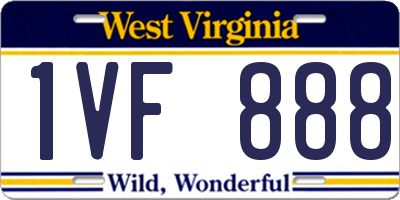 WV license plate 1VF888