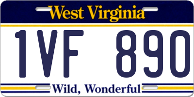 WV license plate 1VF890