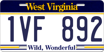WV license plate 1VF892