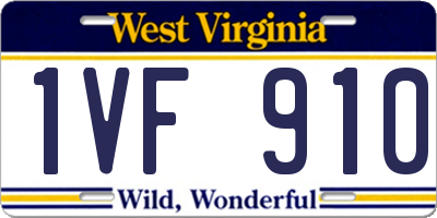 WV license plate 1VF910