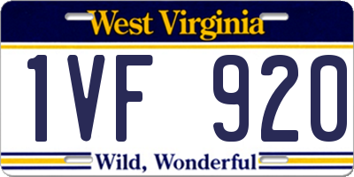 WV license plate 1VF920