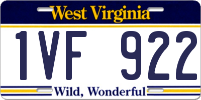 WV license plate 1VF922