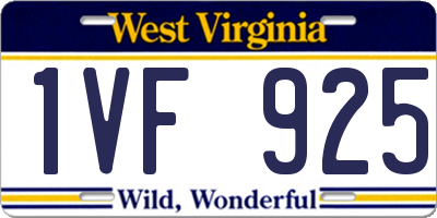 WV license plate 1VF925