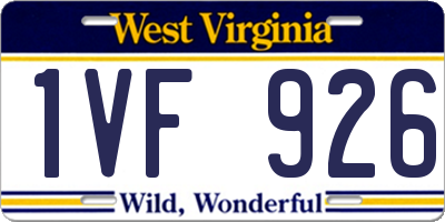 WV license plate 1VF926