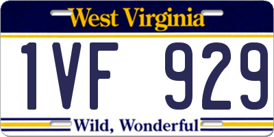 WV license plate 1VF929