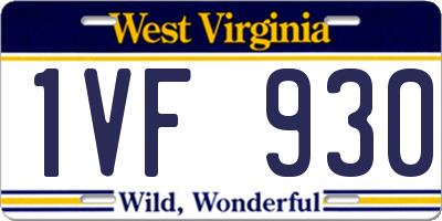 WV license plate 1VF930