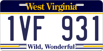 WV license plate 1VF931