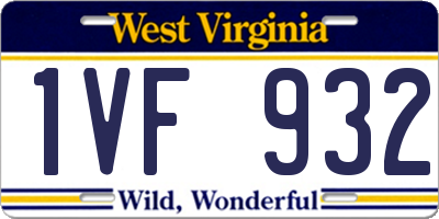 WV license plate 1VF932