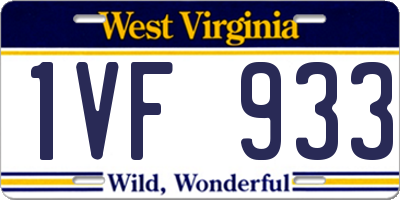 WV license plate 1VF933