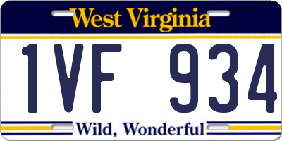 WV license plate 1VF934