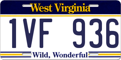 WV license plate 1VF936
