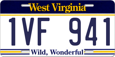 WV license plate 1VF941