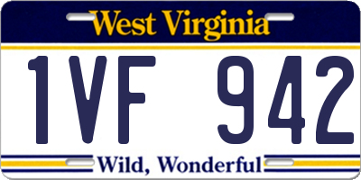 WV license plate 1VF942