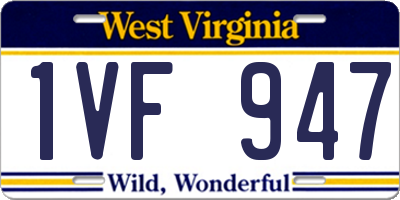 WV license plate 1VF947