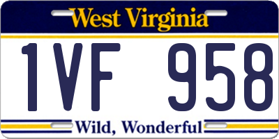 WV license plate 1VF958