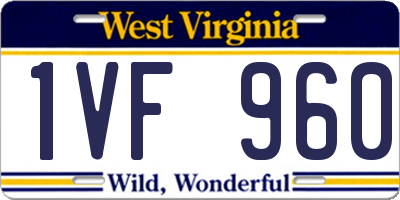 WV license plate 1VF960