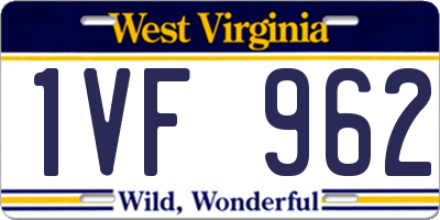 WV license plate 1VF962