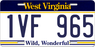 WV license plate 1VF965