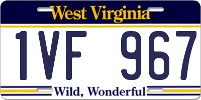 WV license plate 1VF967