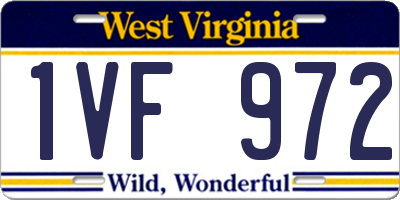 WV license plate 1VF972