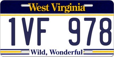 WV license plate 1VF978