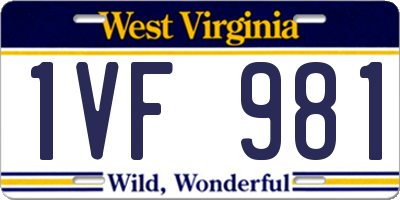WV license plate 1VF981