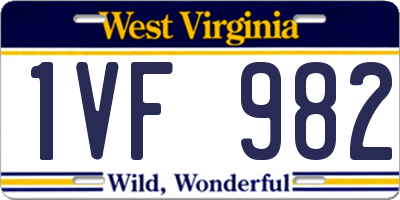 WV license plate 1VF982