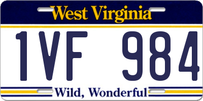 WV license plate 1VF984