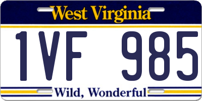 WV license plate 1VF985