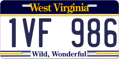 WV license plate 1VF986