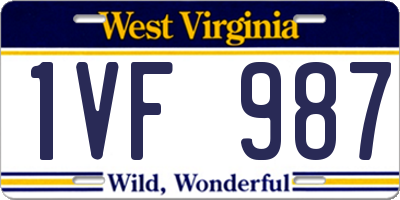 WV license plate 1VF987