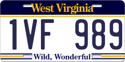 WV license plate 1VF989