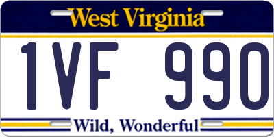 WV license plate 1VF990