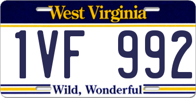 WV license plate 1VF992