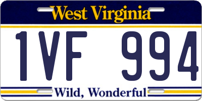 WV license plate 1VF994