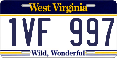 WV license plate 1VF997