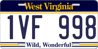WV license plate 1VF998