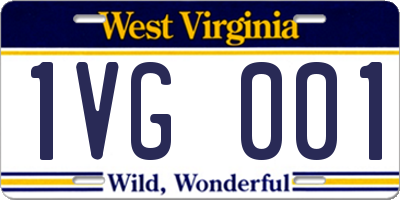 WV license plate 1VG001