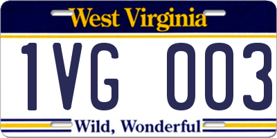 WV license plate 1VG003