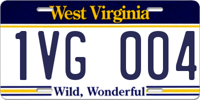 WV license plate 1VG004