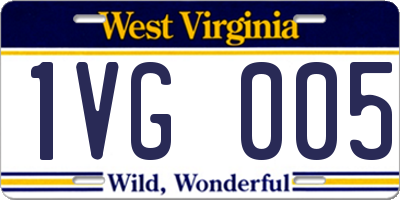 WV license plate 1VG005