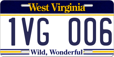 WV license plate 1VG006