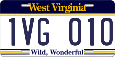 WV license plate 1VG010
