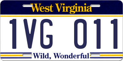 WV license plate 1VG011