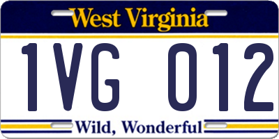 WV license plate 1VG012