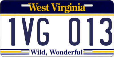 WV license plate 1VG013