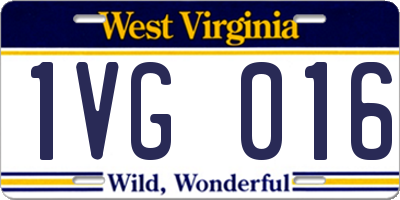 WV license plate 1VG016