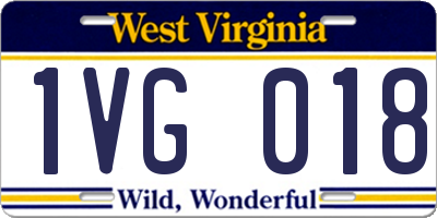 WV license plate 1VG018